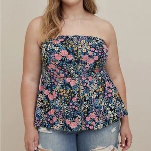 TORRID STRETCH FLORAL CHALIS CORSET TOP L